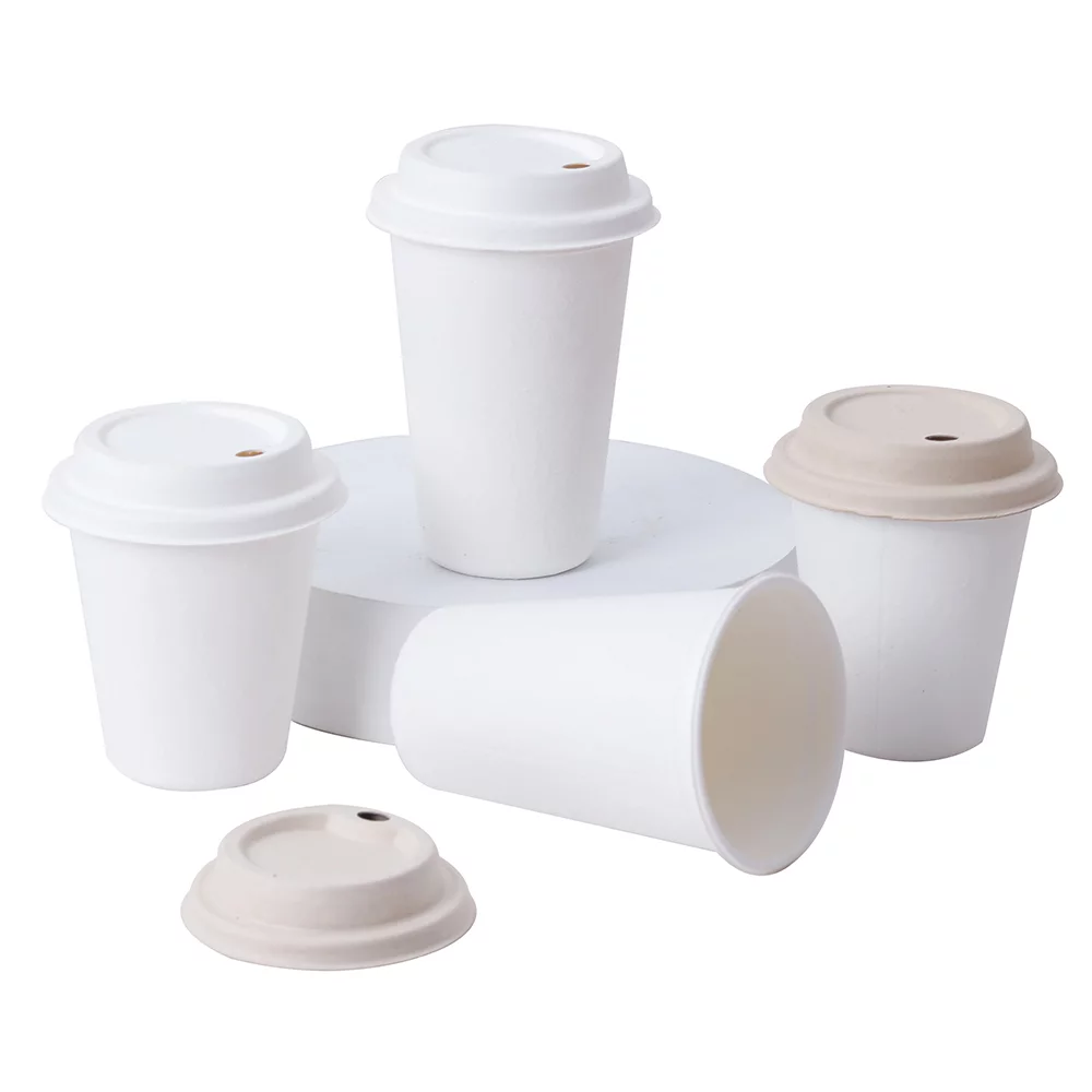 Una imagen sobre vasos de café desechables con tapa ecológicos