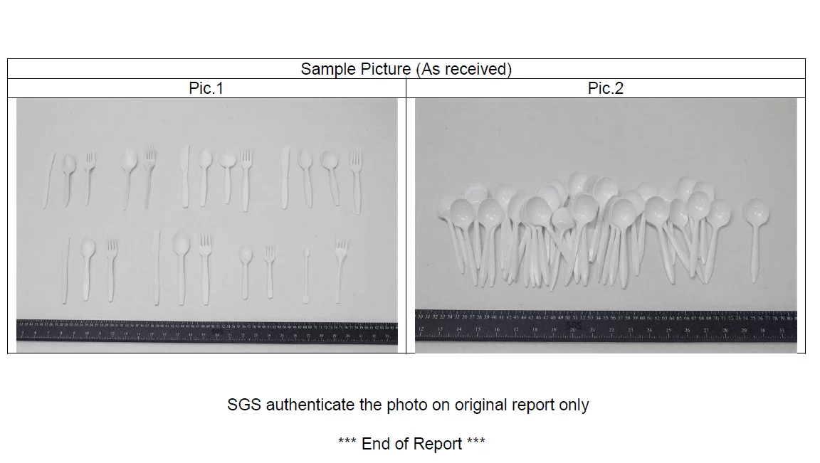 image about cornstarch cutlery FDA test report