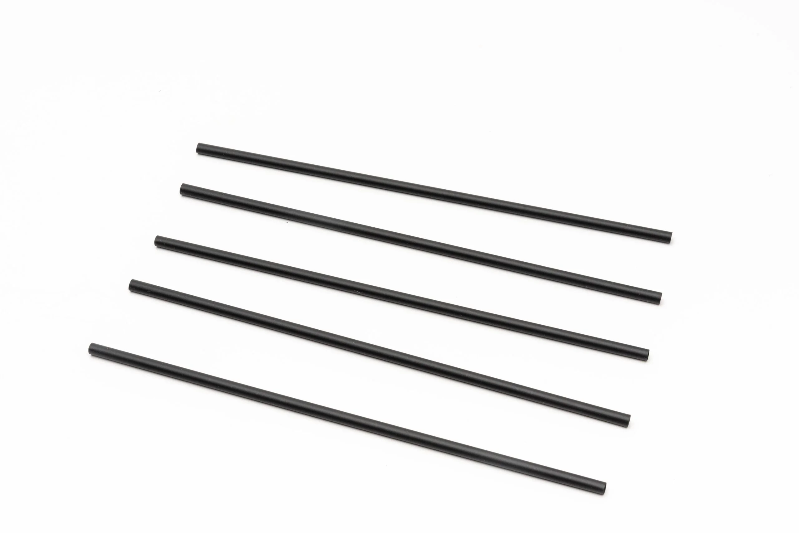 Image of PLA Straight Straws with a Round Tip, showcased in a sleek black color