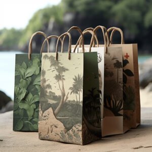 uma praia limpa ou uma floresta exuberante, para enfatizar a conexão com a conservação ambiental