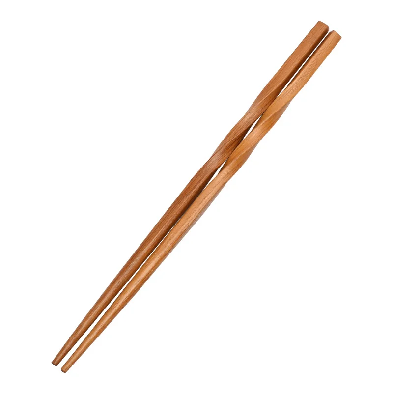 Pauzinhos torcidos de bambu carbonizado, com um design exclusivo e elegante.