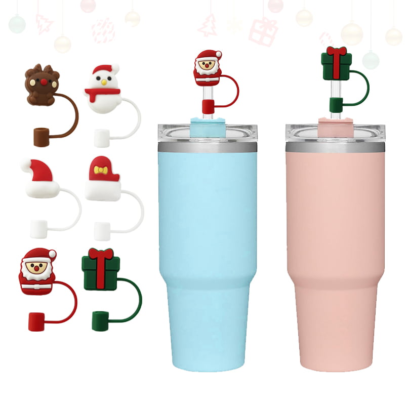 Image of Stanley Cup accessories featuring food-grade silicone caps and high borosilicate glass straws. The set showcases a stylish, minimalist design, emphasizing practicality and portability.