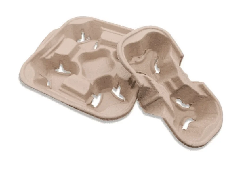 Bandeja portavasos desechable ecológica, inodora. Biodegradable, disponible en varios tamaños, resistente y gruesa, hecha de material de pulpa, natural y saludable.