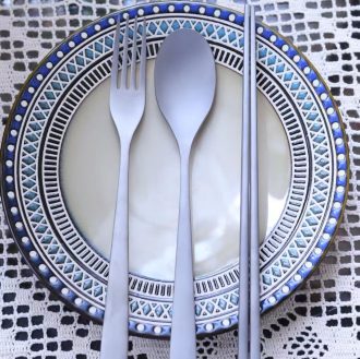 A titanium spoon and fork set, including chopsticks. The set features sleek, lightweight utensils made from titanium material, known for its durability and resistance to corrosion. Ideal for outdoor activities, camping, or everyday use.